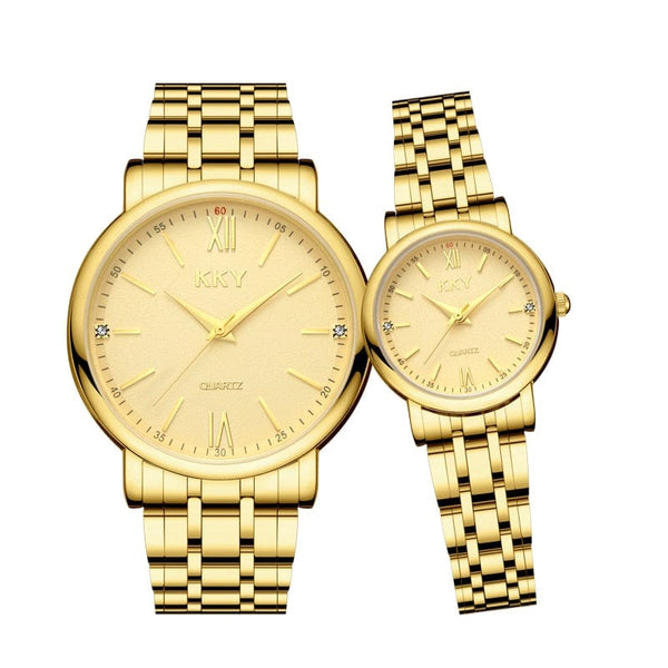 Clamanta Beauty Or Montre à Quartz original pour homme et femme