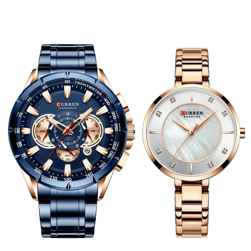 Clamanta Beauty Or Montre chronographe design élégant acier inoxydable pour couple