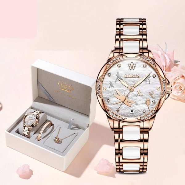 Clamanta Beauty Or Montre mécanique automatique luxueuse pour femmes