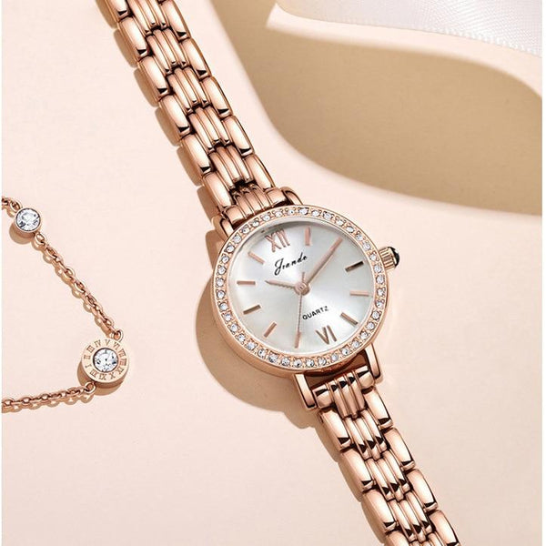 Clamanta Beauty Or Montres à Quartz Bracelet chaîne coffret cadeau de bijoux pour femme