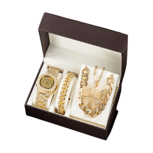 beautefeminine.fr Or Montres collier strass papillon bracelet pour femme