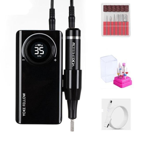 beautefeminine.fr Perceuse35000rpm Noir Perceuse à ongles électrique rechargeable 35000 rpm