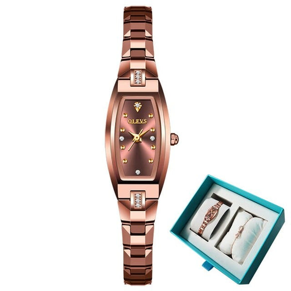 Clamanta Beauty Rose 1 Montres à Quartz en acier tungstène Design élégant pour femmes
