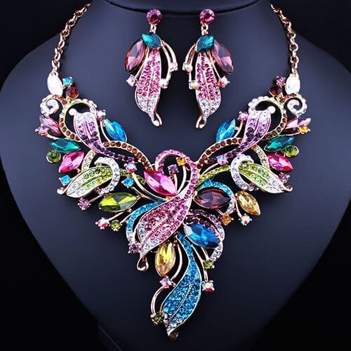 Clamanta Beauty Rose Boucles d'oreilles et collier en cristal pour femme