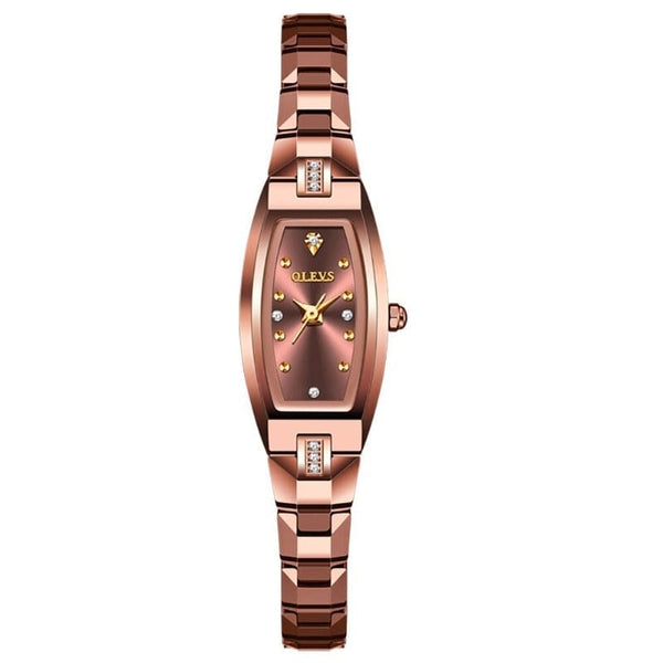 Clamanta Beauty Rose Montres rectangulaires pour femmes