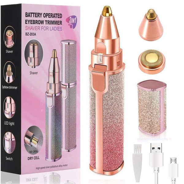 Clamanta Beauty Rose Tondeuse à sourcils électrique 2 en 1