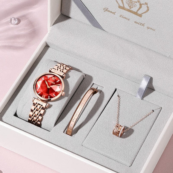 beautefeminine.fr Rouge Coffret montre-bracelet élégante pour femmes