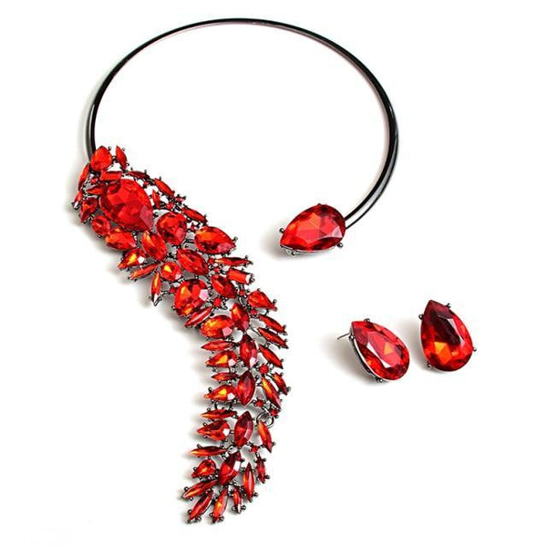 beautefeminine.fr Rouge Colliers boucle d'oreille cristaux tendance