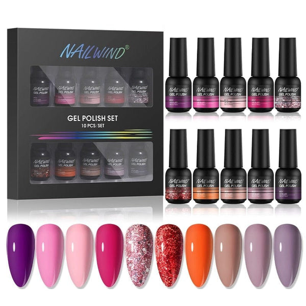 Clamanta Beauty Rouge Kit de Vernis à ongles Semi-permanent 8 pièces