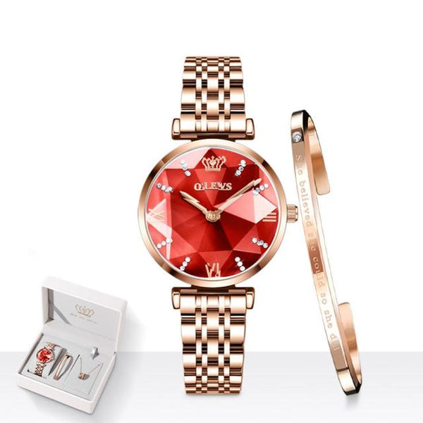 beautefeminine.fr Rouge Montre-bracelet design mode pour femmes