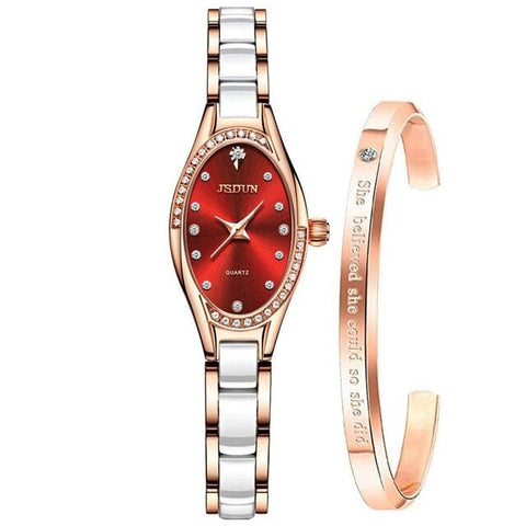 beautefeminine.fr Rouge Montre élégant céramique avec Bracelet pour femme