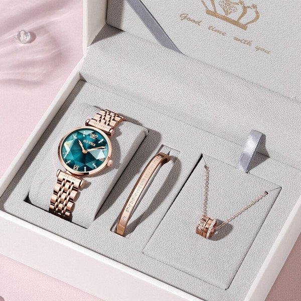beautefeminine.fr Vert Coffret montre-bracelet élégante pour femmes