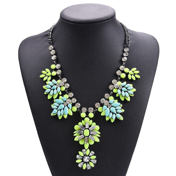 Clamanta Beauty Vert Collier style bohème en acrylique pour femmes