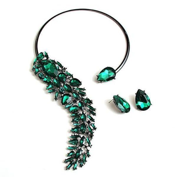 beautefeminine.fr Vert Colliers boucle d'oreille cristaux tendance