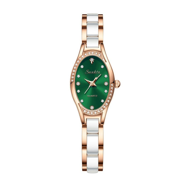Clamanta Beauty Vert Montre-bracelet de luxe pour femmes