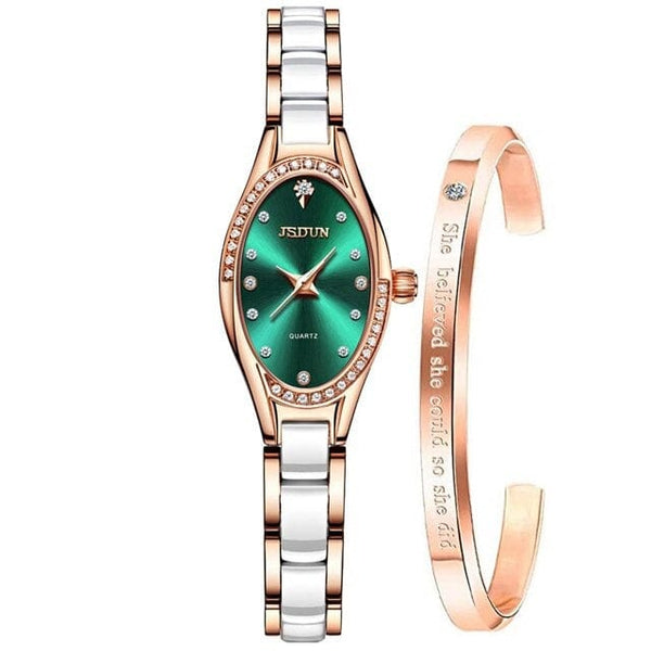 beautefeminine.fr Vert Montre élégant céramique avec Bracelet pour femme