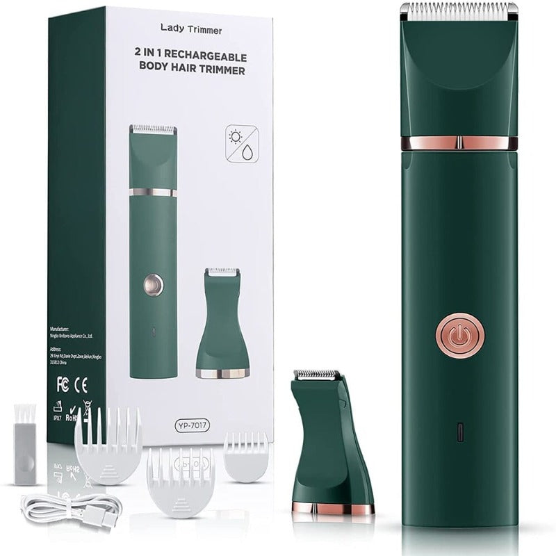 Clamanta Beauty Vert Rasoir électrique rechargeable 2 en 1 pour femmes