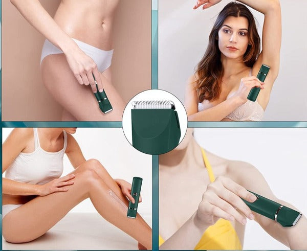 Clamanta Beauty Vert Rasoir électrique rechargeable 2 en 1 pour femmes