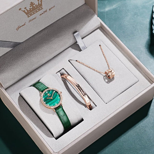 Clamanta Beauty Violet Montre-bracelet de luxe en cuir pour femmes