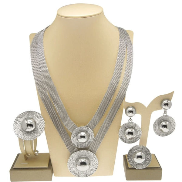 Clamanta Beauty Argent Bijoux or plaqué pour femme collier et boucles d'oreilles Bracelet bague