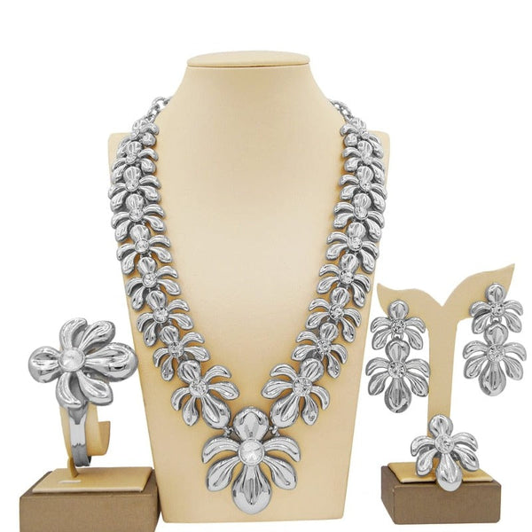 Clamanta Beauty Argent Collier de mariage en plaqué or italien pour femmes