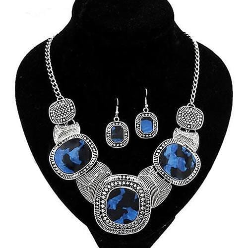 Clamanta Beauty Argent Collier pour femme bleu argent de forme géométrique