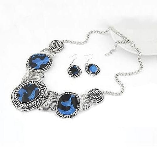 Clamanta Beauty Argent Collier pour femme bleu argent de forme géométrique