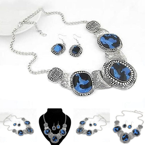 Clamanta Beauty Argent Collier pour femme bleu argent de forme géométrique