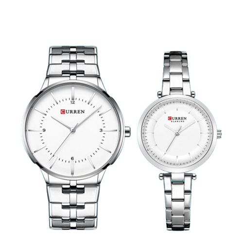 Clamanta Beauty Argent Deux montre pour amoureux en acier inoxydable