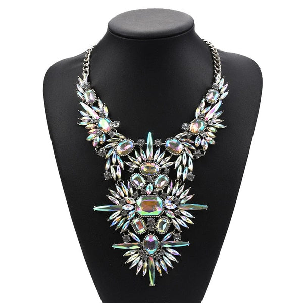 Clamanta Beauty Argenté Grand ras du cou collier en strass pour femme