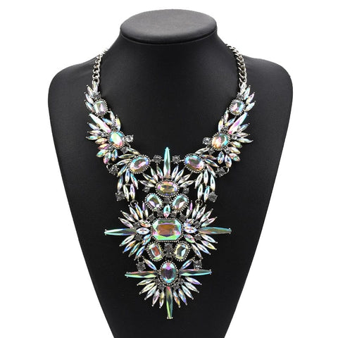 Clamanta Beauty Argenté Grand ras du cou collier en strass pour femme