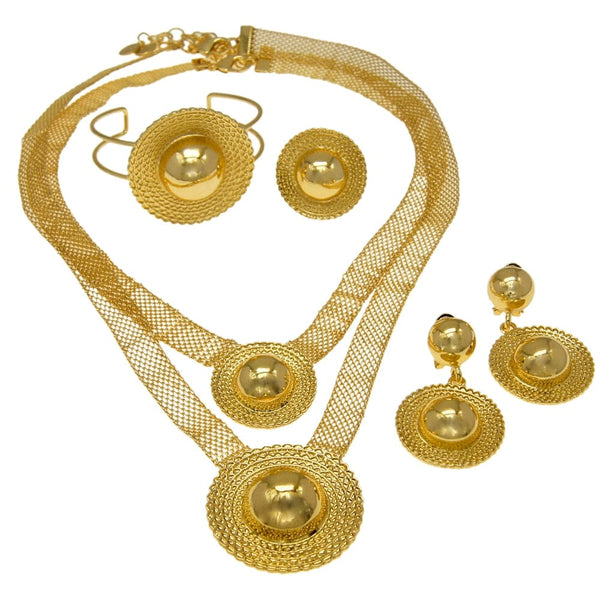 Clamanta Beauty Bijoux or plaqué pour femme collier et boucles d'oreilles Bracelet bague