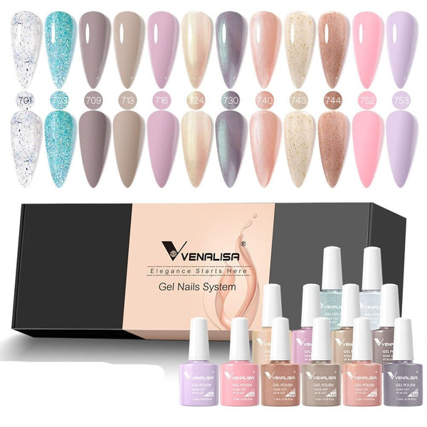Clamanta Beauty Blanc kit de vernis à ongles en Gel12pcs