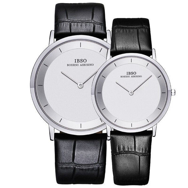Clamanta Beauty Blanc Montre bracelet en cuir le Design Simple et chic pour couple