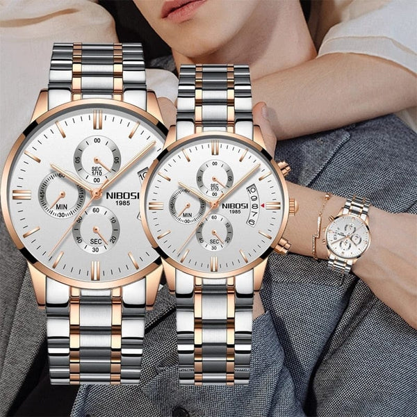 Clamanta Beauty Blanc Montre Chronographe simple et chic de Couple