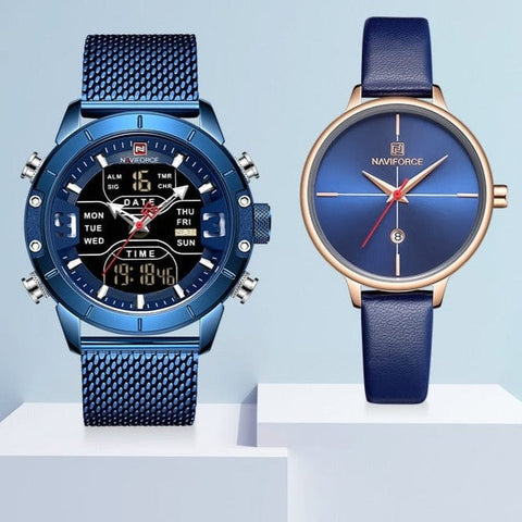 Clamanta Beauty Bleu design tendance montre de couple bleu