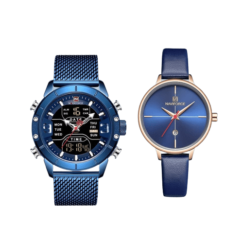 Clamanta Beauty Bleu design tendance montre de couple bleu