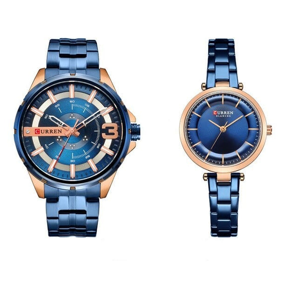Clamanta Beauty Bleu Deux montre pour amoureux en acier inoxydable