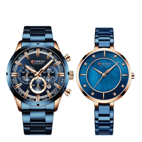 Clamanta Beauty Bleu Ensemble de montres de Couple