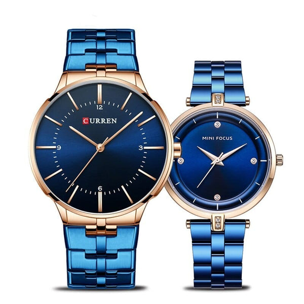 Clamanta Beauty Bleu Montre de couple bleu