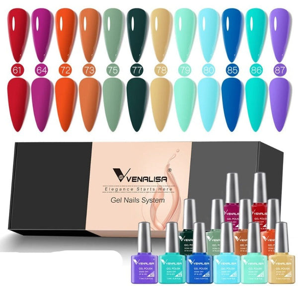 Clamanta Beauty Bleu kit de vernis à ongles en Gel12pcs