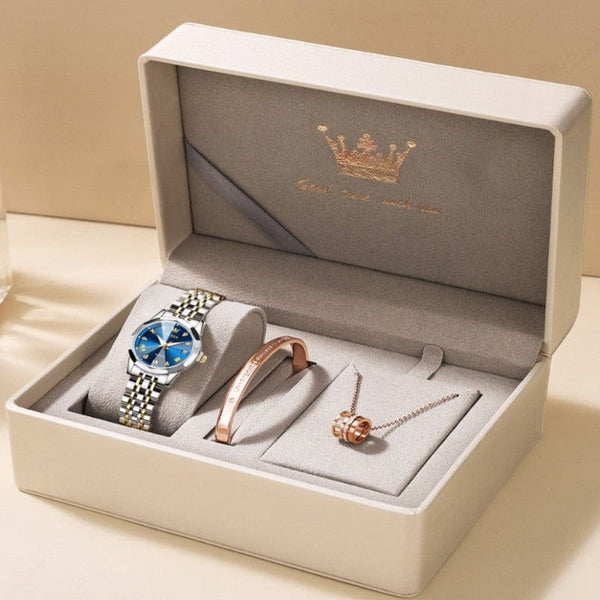 Clamanta Beauty Bracelet-Montre à Quartz pour femmes en inox massif