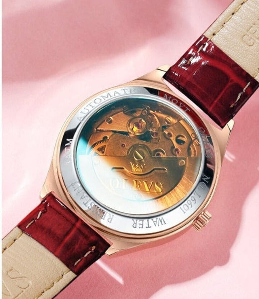 Clamanta Beauty Bracelet -montre mécanique Bracelet cuir et collier pour femme