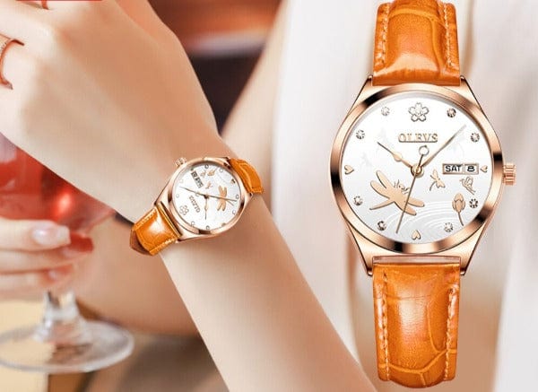 Clamanta Beauty Bracelet -montre mécanique Bracelet cuir et collier pour femme