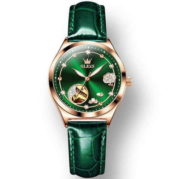 Clamanta Beauty Bracelet- montre mécanique en cuir style tendance pour femmes