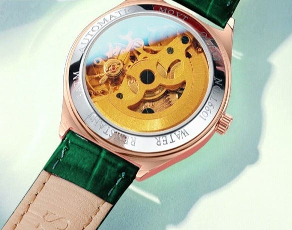 Clamanta Beauty Bracelet- montre mécanique en cuir style tendance pour femmes