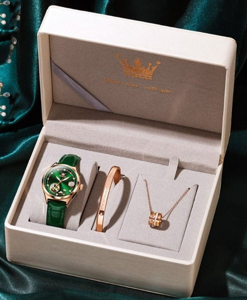 Clamanta Beauty Bracelet- montre mécanique en cuir style tendance pour femmes