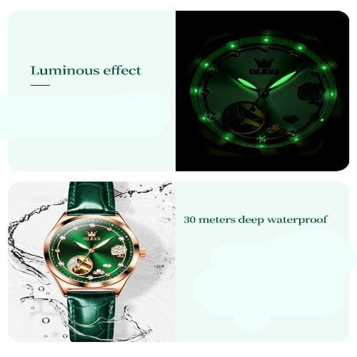 Clamanta Beauty Bracelet- montre mécanique en cuir style tendance pour femmes