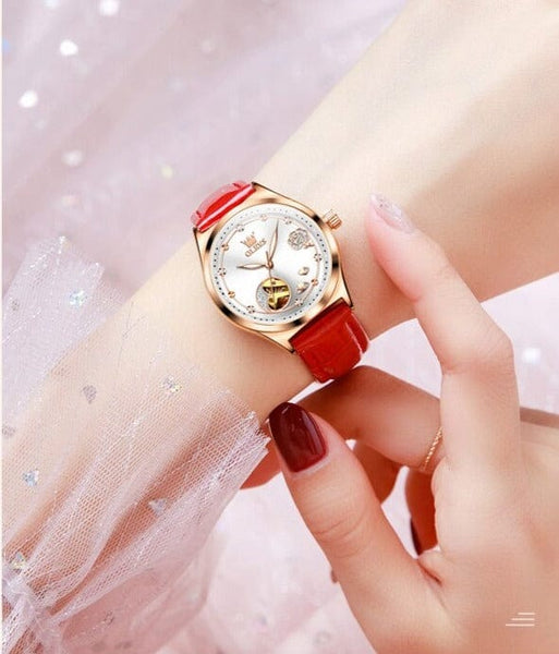 Clamanta Beauty Bracelet- montre mécanique en cuir style tendance pour femmes