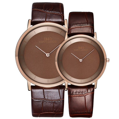 Clamanta Beauty Café Montre bracelet en cuir le Design Simple et chic pour couple